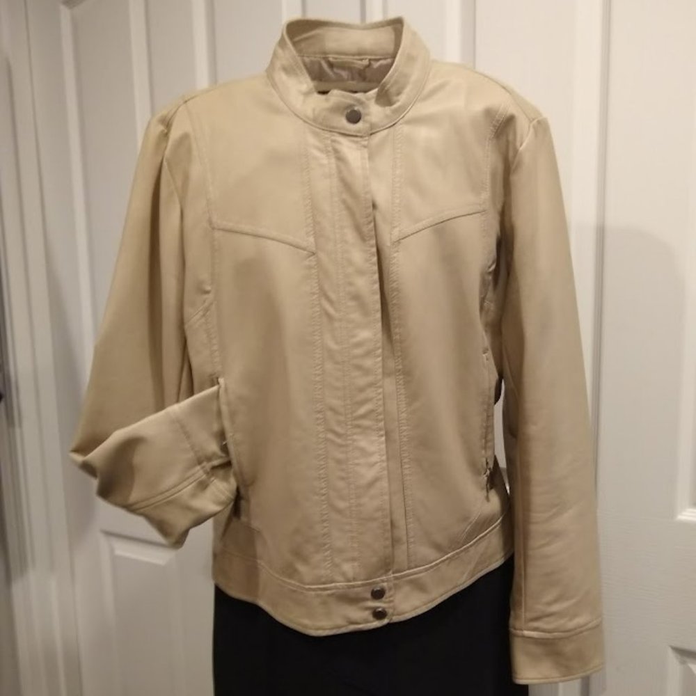 Bernardo Faux Leather Jacket Tan XL